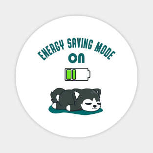 Tired Husky Battery Energy Funny Dog Fun Magnet